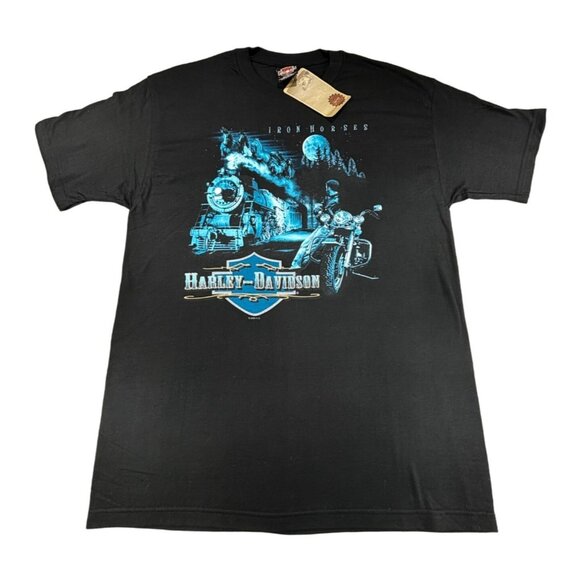 Vtg Harley Davidson Lyles Iron Horses T-Shirt 2000 Mens L Kuwait NWT Train - Picture 2 of 11